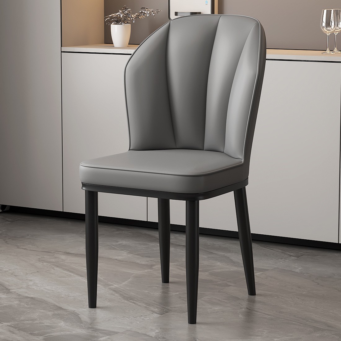 다크 그레이-블랙 다리 [심플 스타일] 빵 의자 업그레이드 및 강화 버전