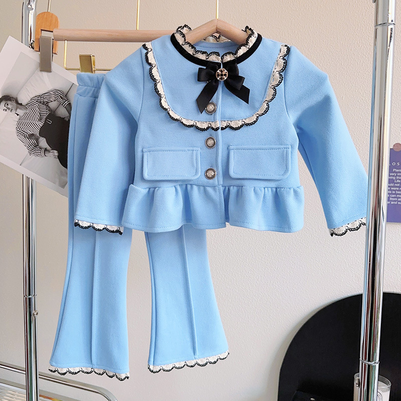 Foreign trade 2023 Spring new pattern girl French Doll collar jacket Casual pants Two piece set