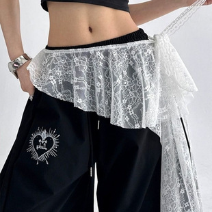 South Korea Design Irregular 2025 New Lace Lace Lace Artifact Split Fart Curtain Apron Cyber Celebrity Skirt