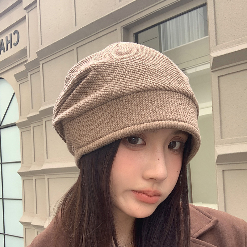 帽子秋冬季户外保暖大头围套头帽女时尚百搭冷帽显脸小包头堆堆帽|undefined