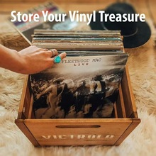木制唱片收纳筐杂志书籍存储黑胶唱片收纳箱家用木质CD碟片收纳箱