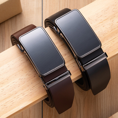 Young people's high-end first-layer cowhide belt men's fashionable high-end automatic buckle trendy men's genuine leather business belt