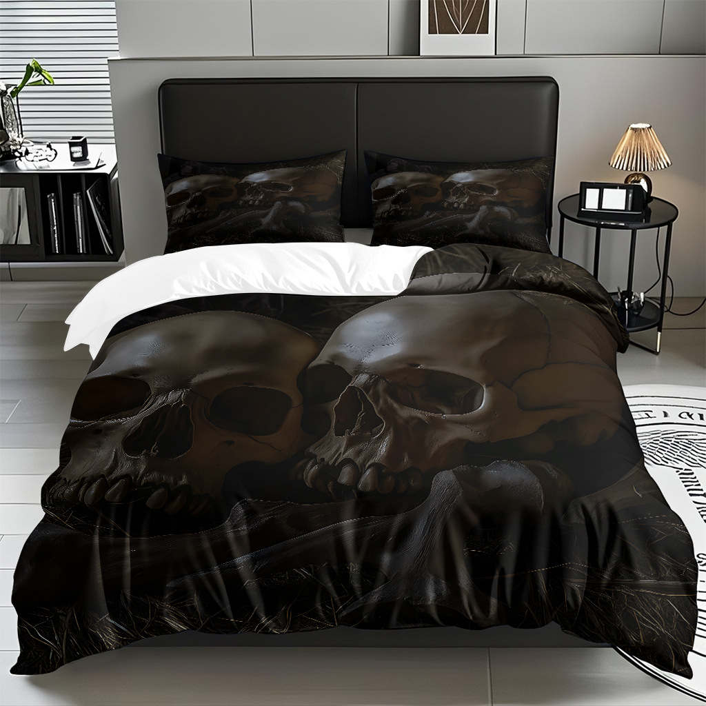 TEMU / JIT transfronterizo Amazon Skull Digital Print Kit de colcha vendido directamente por el fabricante