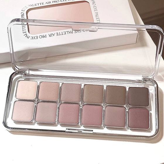 XIAOYUMI Korean Style Gentle 12 Color Eye Shadow Plate Pure Matte Naked Makeup Low Saturated Grey Pink Earth Color Matte