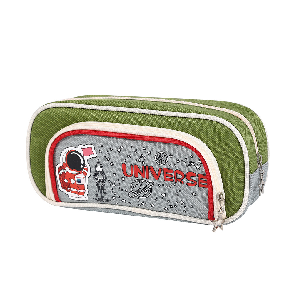 Space capacious nylon cartoon pencil case for students