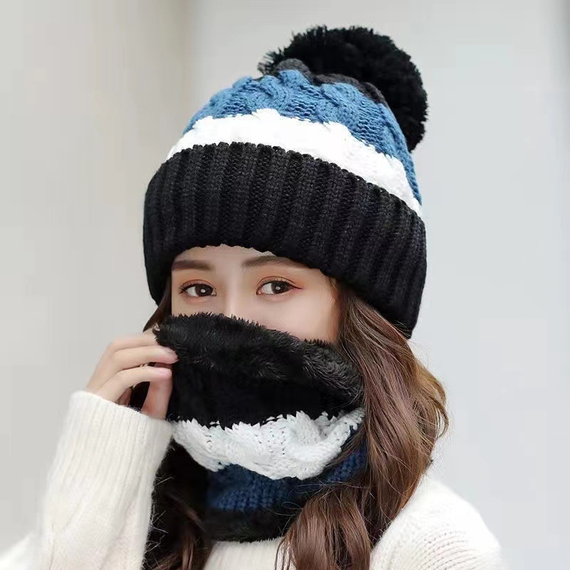 Women's Autumn Korean Style Thickened Warm Scarf Windproof Winter Cycling Ear Protection Knitted Hat Versatile_voghion.com