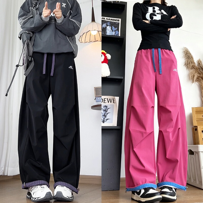 Men's fleece-lined waterproof pants for autumn and winter, trendy outdoor loose straight-leg work pants, thick casual pants Men's fleece-lined waterproof pants for autumn and winter, trendy outdoor loose straight-leg work pants, thick casual pants
