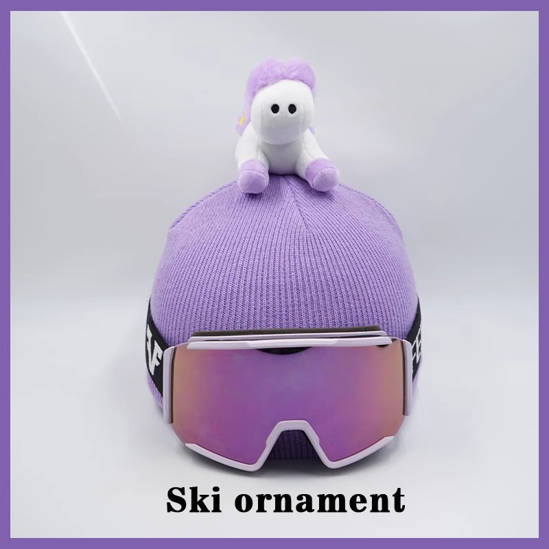 Cartoon Purple Unicorn Ski Hat with Helmet Cover Plush