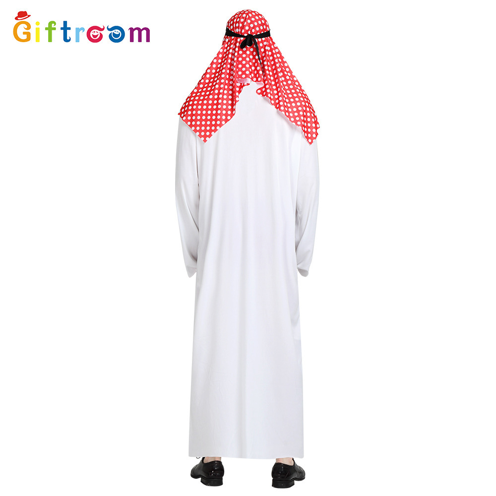 European And American Foreign Trade Party Middle East Dubai Prince Adult Male White Arabian Red Headscarf Performance_ecoleips.com