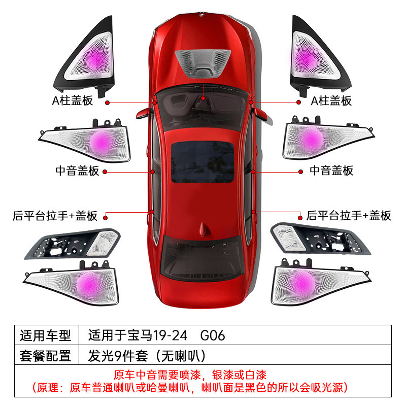 BMW BMW 19-24 G06 Baohua 発光カバー Aピラー中央スピーカーフック改造装飾に適しています。|undefined