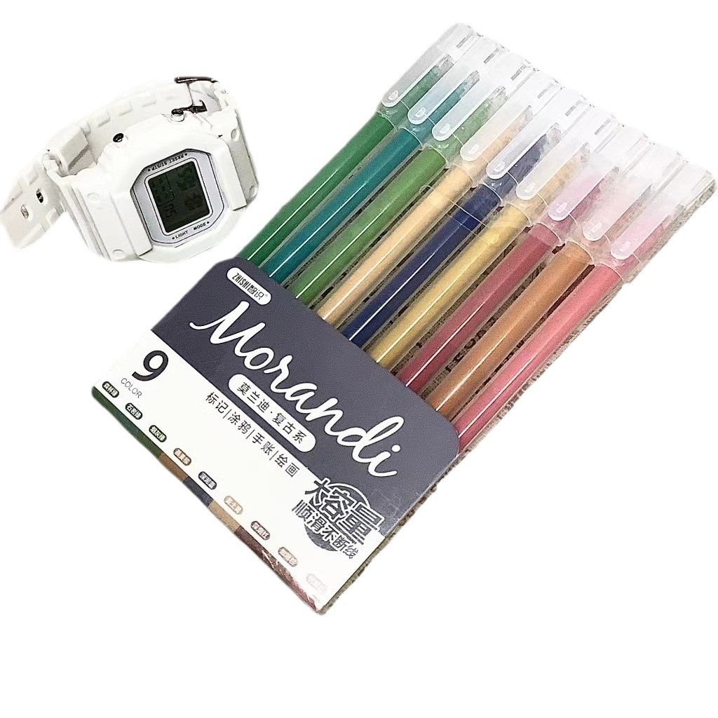 Serie de alto valor de color Morandi pluma neutra de pintura de bolígrafo de cuadería de mano conjunto de bolígrafo de color de estudiantes de viento 0.5