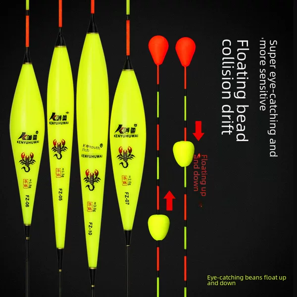 Biting Fish Floating Beads Collision Floating Bold Eye-catching Fish Floating Bold Tail Sensitive Buoy Windproof Myopia Fishing Floating Nano Floating