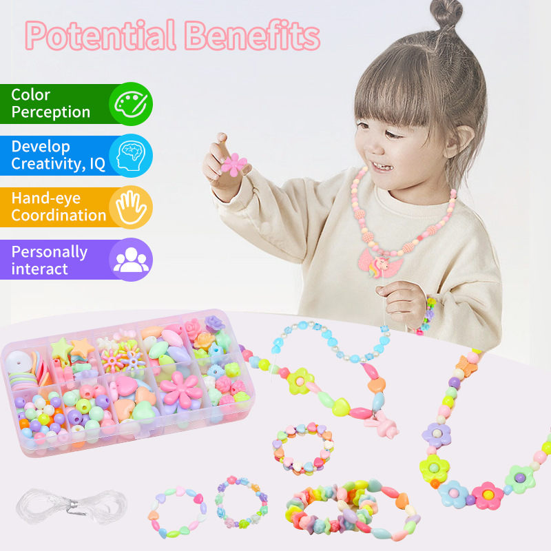 Fabricantes de juguetes de cuentas para niños pulseras diy paquete de material hecho a mano 10 cuentas caja de regalo al por mayor