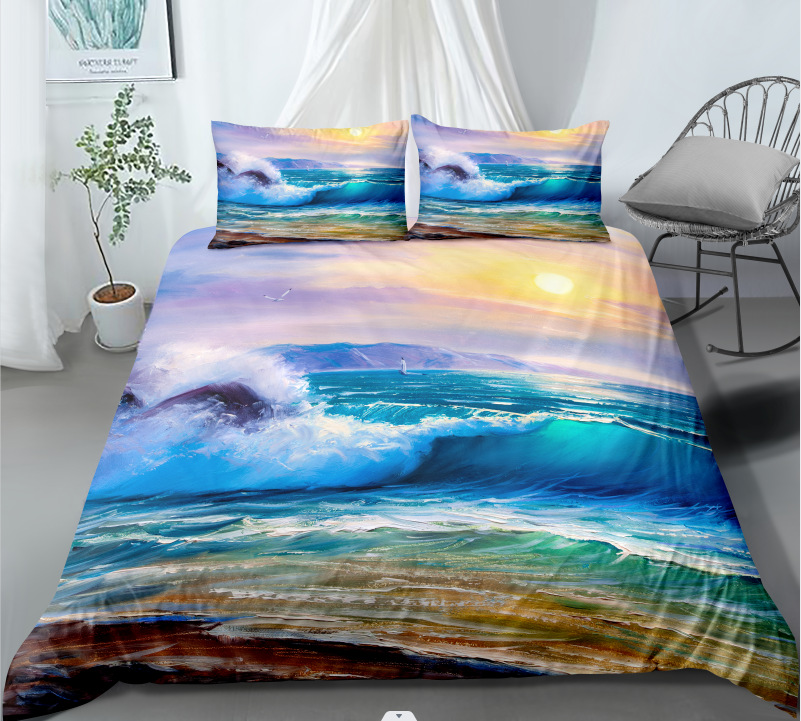 New Wave Three Piece Set with No Bed Sheet, Quilt Pillow Cover, Bedding Products Can be Ordered in Batch_voghion.com