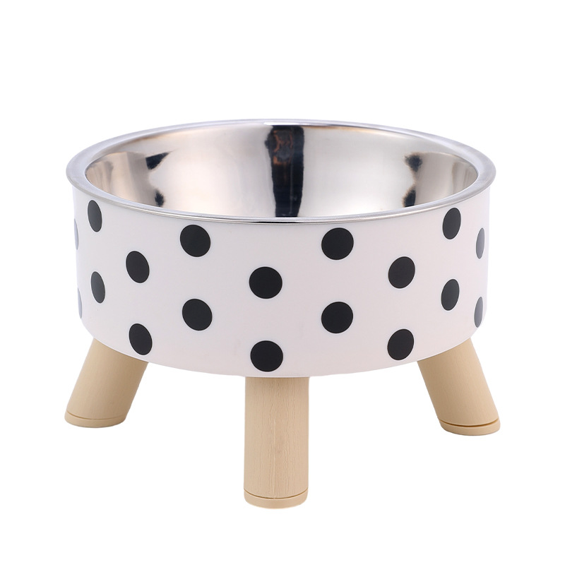 Tazón para gatos transfronterizo Tazón para mascotas de cuatro patas anti-volcado Tazón para perros de acero inoxidable Tazón de agua separada Alimentador para mascotas al por mayor