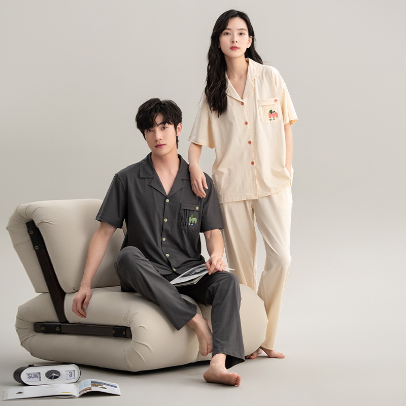 Pareja pijamas verano algodón pantalones de manga corta hombres primavera y otoño 2024 Nuevo estilo coreano ropa para el hogar verano
