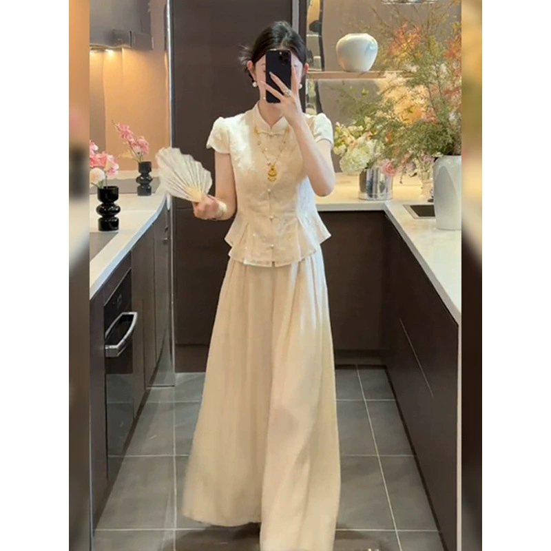 2025 новый летний стиль, универсальная высококачественная рубашка с завышенной талией, новый китайский стиль, элегантные блестящие топы в благородном национальном стиле для женщин