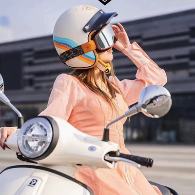 Motosiklet kaskı (dəbilqə): Vehicle Half Helmet with Built-In Lens