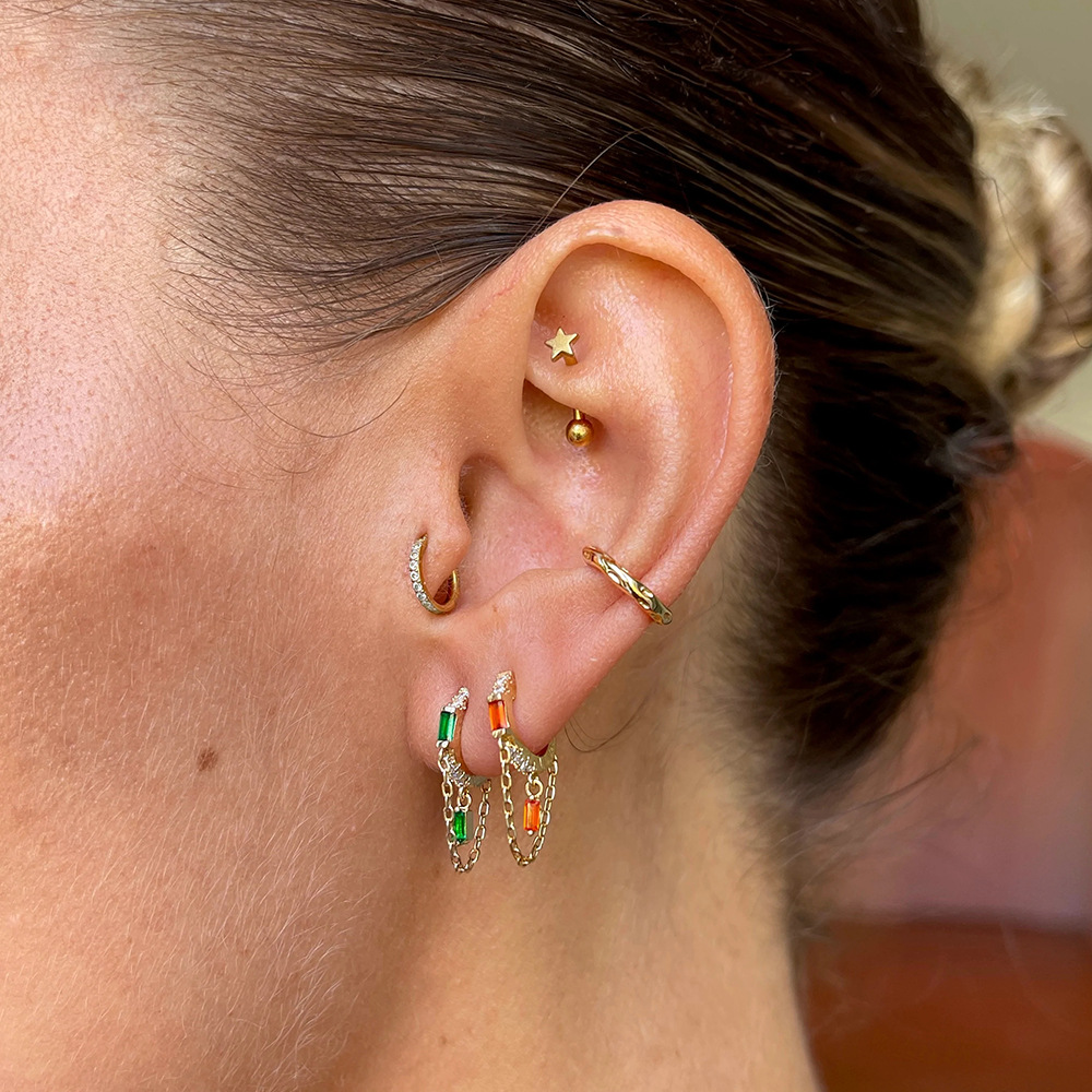 Fashion Geometric Sterling Silver Plating Zircon Earrings 1 Piece