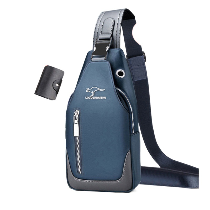 New multi-functional men's shoulder bag messenger bag casual collocation manufacturers can wholesale Oxford cloth earphone hole layered