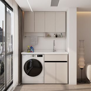 Honeycomb Aluminum Washing Machine Balcony Integrated Cabinet Combination Laundry Cabinet Companion Laundry Table with Washboard Basin Sink