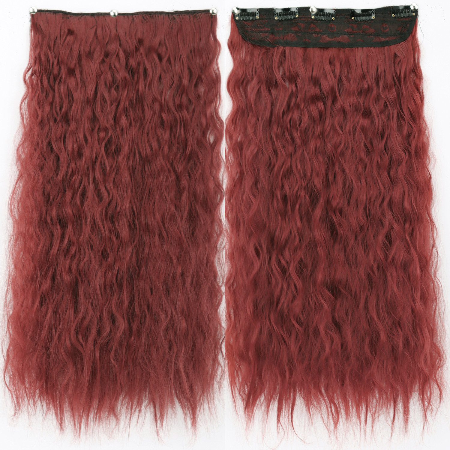 Peruca de cabello de mujer estilo de maíz caliente rizado largo de cabello de onda de cinco tarjetas