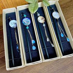 中國風水墨畫髮簪新中式高級感流蘇盤髮簪子小眾髮釵國風漢服頭飾