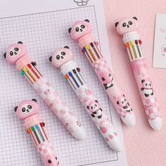 Cartoon Bear Multicolor Pen Pink Girl Heart Ten-in-One Multi-Function Ballpoint Pen Student Press-in Color Notebooks Pen