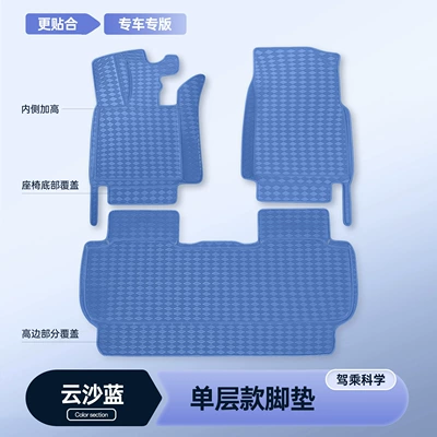 Modelə uyğun ayaqaltı – modification accessories, leather floor mats - 26-models-of-xiangjie-g9-five-seater-premium-yunsha-blue-single-layer-floor-mat