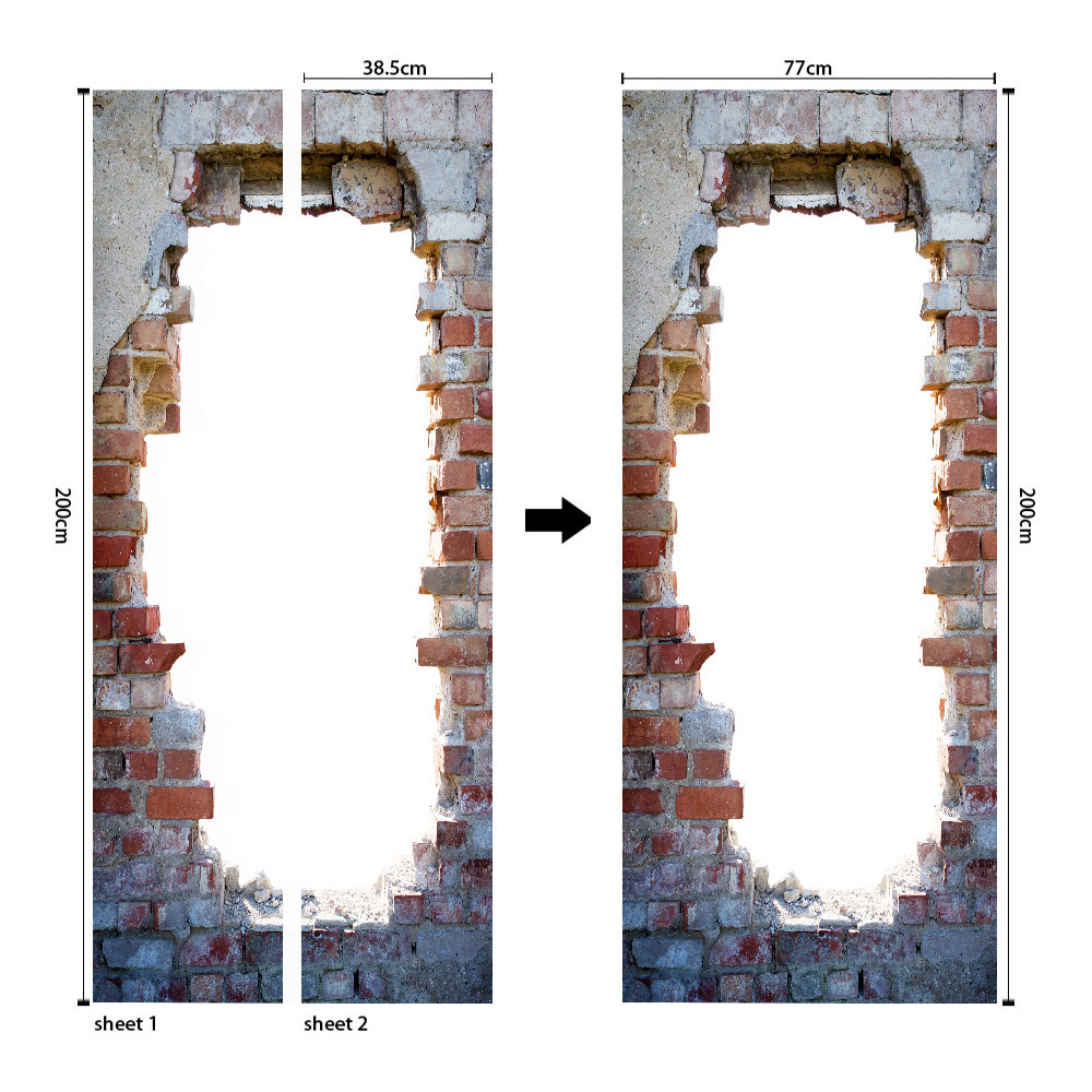 Pegatinas para puertas 3D respetuosas con el medio ambiente, autoadhesivos, fabricantes de origen al por mayor, patrones populares transfronterizos de alta definición, adhesivos para puertas impermeables, a prueba de aceite y antiincrustantes