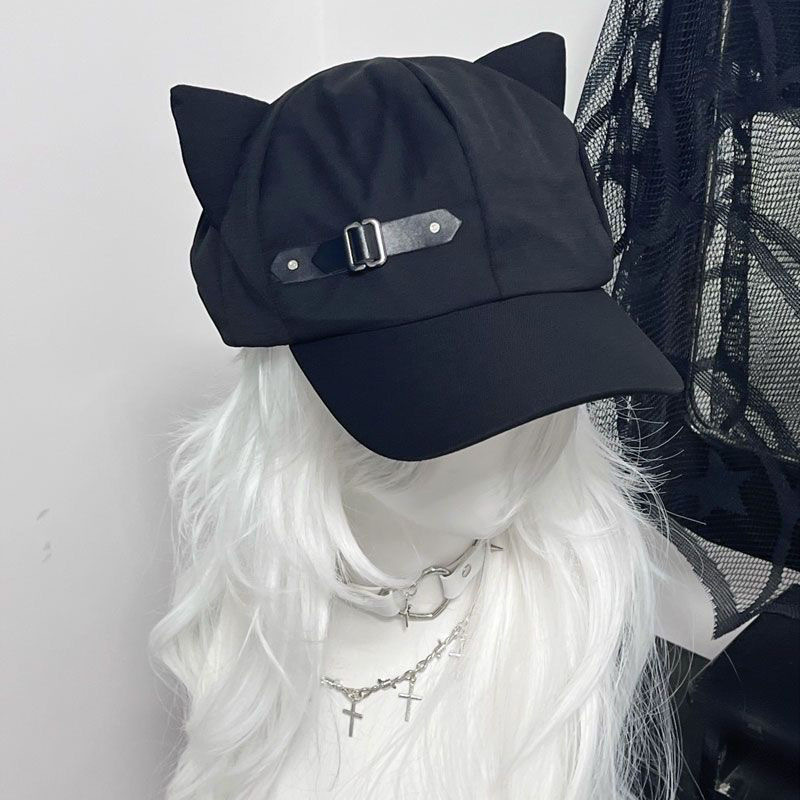 新款贝雷帽卡通二次元猫耳朵前进帽日韩加宽休闲百搭显脸小报童帽|undefined