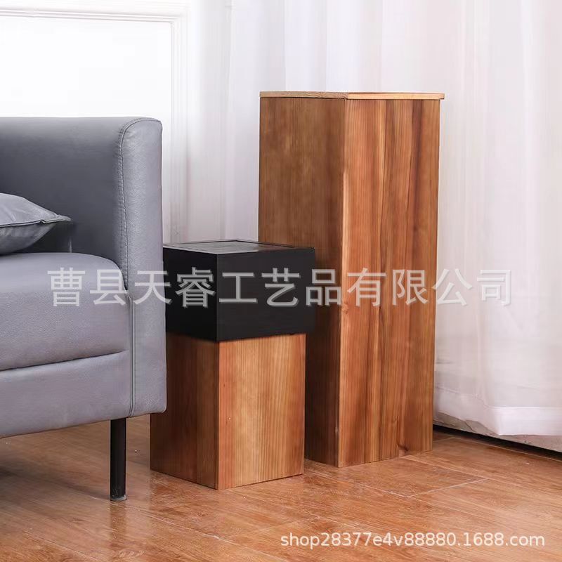 Creative Trash Bin Hotel Lobby Bathroom Kitchen Crocker Type Trash Bin Wooden Homestay Simple Trash Bin