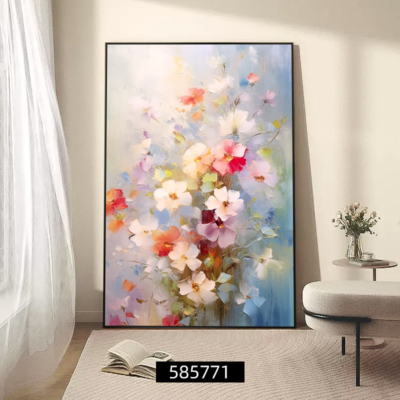 客厅装饰画肌理感挂画花卉沙发后背景画高级感落地画大气玄关壁画|undefined