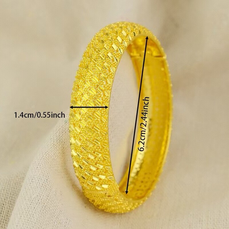 Middle East Dubai 24K Gold-Plated Bracelet, Elegant and Fashionable Hollow-Out Bracelet That Does Not Fade, Suitable for Daily Wear and Wedding Bracelets for Women
