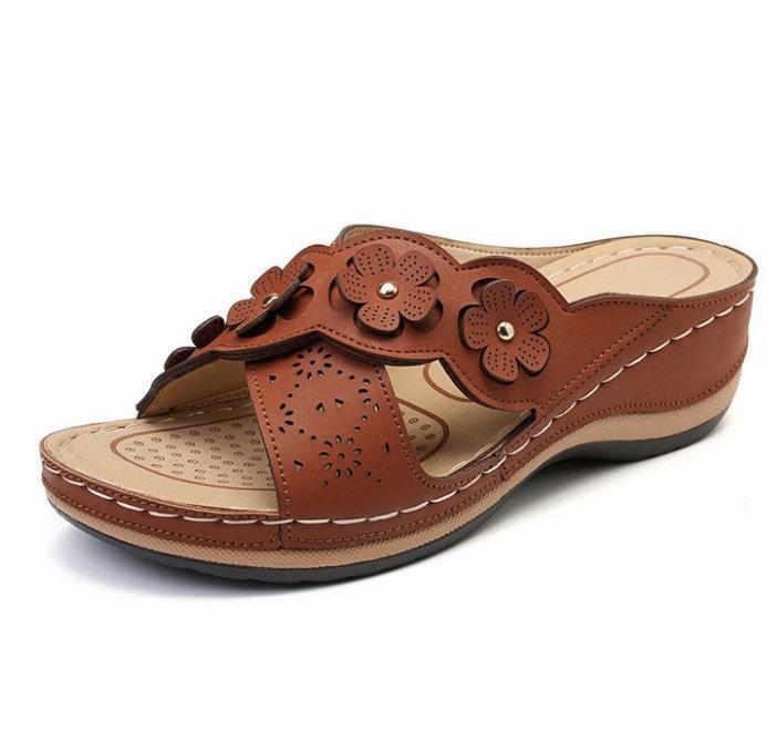 Women's Floral Cutout Wedge Sandals Retro Plus Size_vogvips.com
