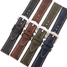 手表带厂家直销优质皮表带复古疯马皮防水车线手表带皮表