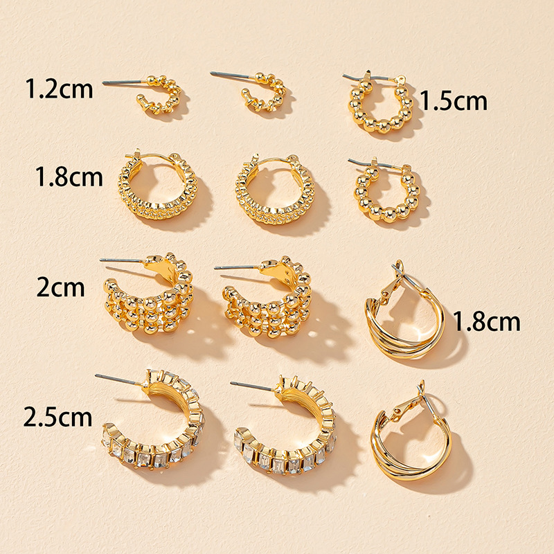 6 Pairs Of Basic Hoop Earrings Multi-piece Set Autumn And Winter New Fashion Earrings display picture 4