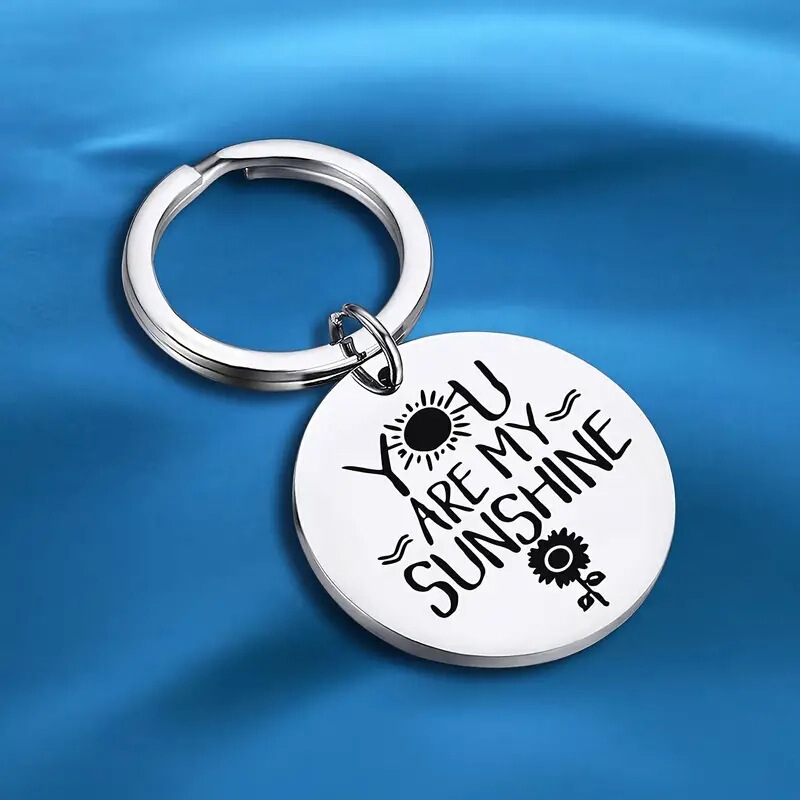 Cross-border temu hot stainless steel keychain you are my sunshine man keychain keychain for boyfriend