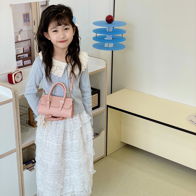 Bolso de hombro para niños y niñas de moda coreana, mini bolso de bebé de color sólido simple, nuevo bolso para niños de comercio exterior