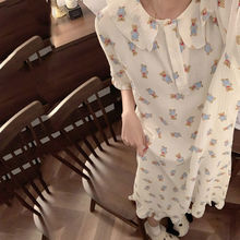 韩国卡通小熊睡裙女夏季短袖长裙甜美可爱长款睡衣少女家居服
