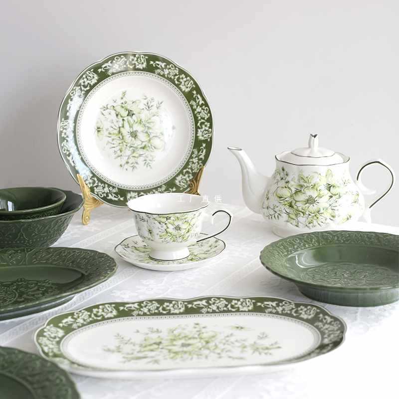 A5L French Court Classical Retro Garden European Ceramic Dinner Plate Tableware Western Plate Disc Soup Plate Bowl Cup A5L French Court Classical Retro Garden European Ceramic Dinner Plate Tableware Western Plate Disc Soup Plate Bowl Cup