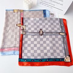 仿真絲緞面印花絲巾新款70方巾歐美跨境時尚領巾綁包配飾頭巾批發