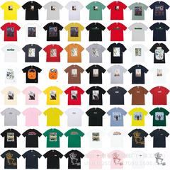 クロスボーダー貿易25ssSupreme柄レタープリントラウンドネック半袖ルーズフィットスポーツTシャツトレンドストリート