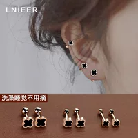Аутентичные LNIEER продвинутые четырехлистные ушные гвозди женские титановые стальные тонкие иглы уникальные отверстия для ушей для сна