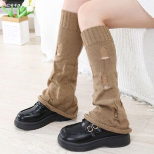 New Arrival Hole Beggar Fashion Y2K Hot Girls Wide Leg Horn Socks Women's Autumn and Winter Knitted Warm Stacked Socks Leg Cover