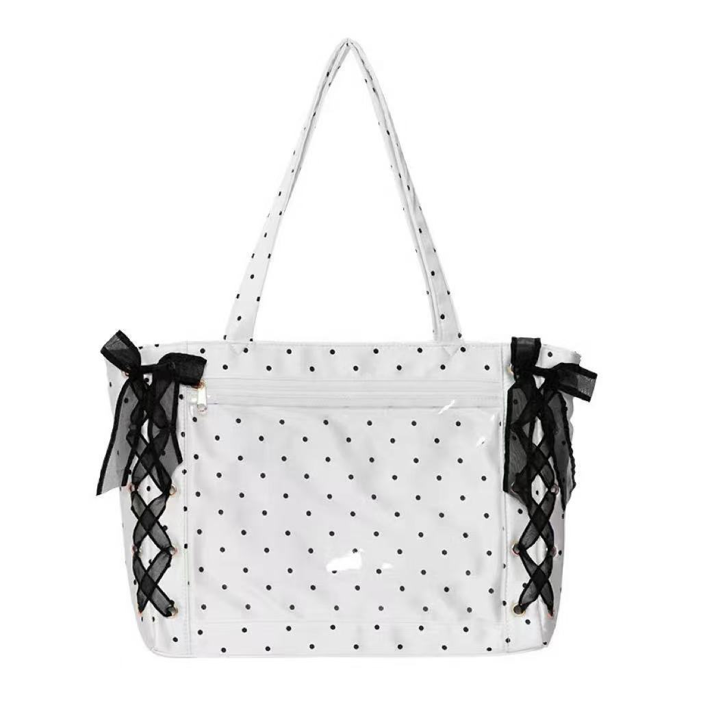 Borsa a tracolla in raso a pois da donna borsa versatile spalla_voghion.com