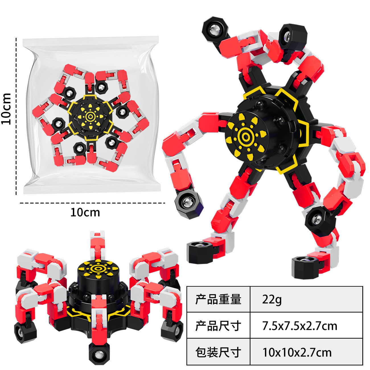 Fidget Spinner Deformable con Luz para Niños de Plástico ABS Giratorio