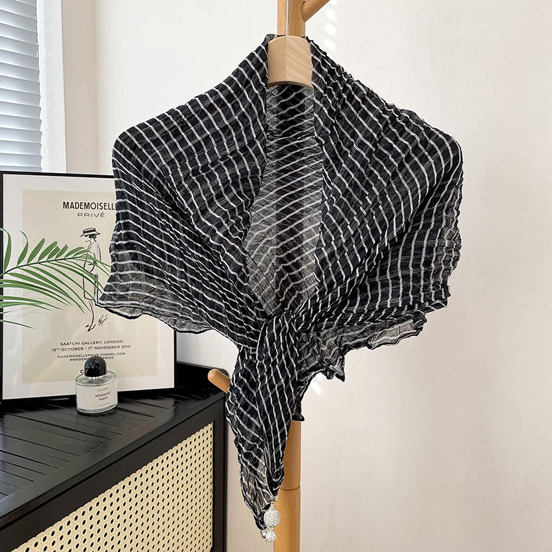 Nueva hebilla magnética multifuncional bufanda de algodón y lino para mujer primavera y verano protección del cuello de la Oficina al aire libre