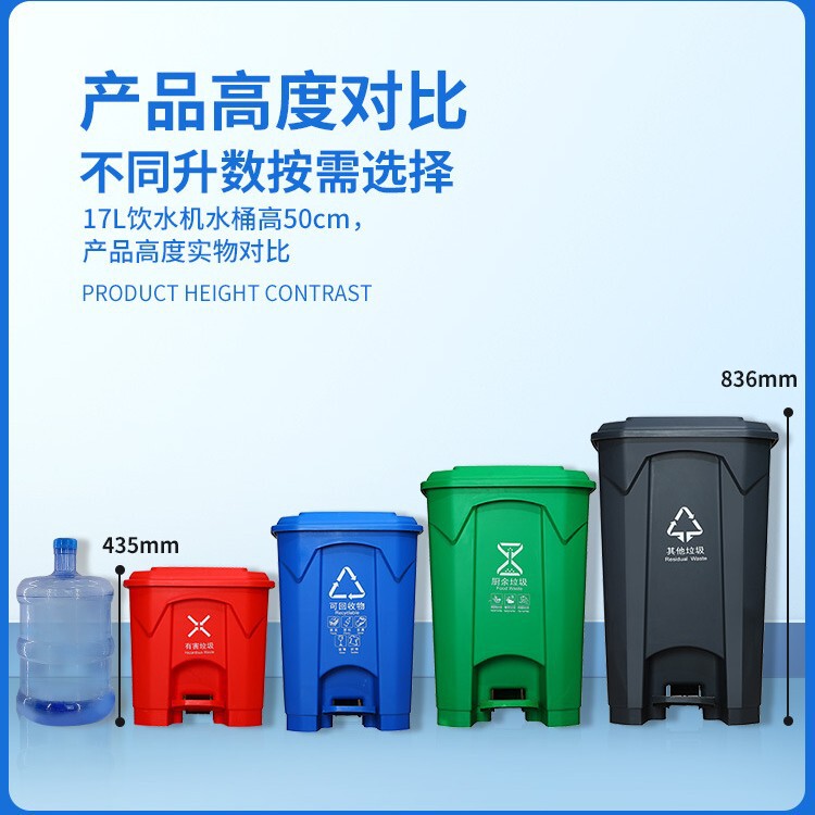 Pedal trash can 50 liters garbage classification kitchen trash can with lid household storage classification plastic trash can