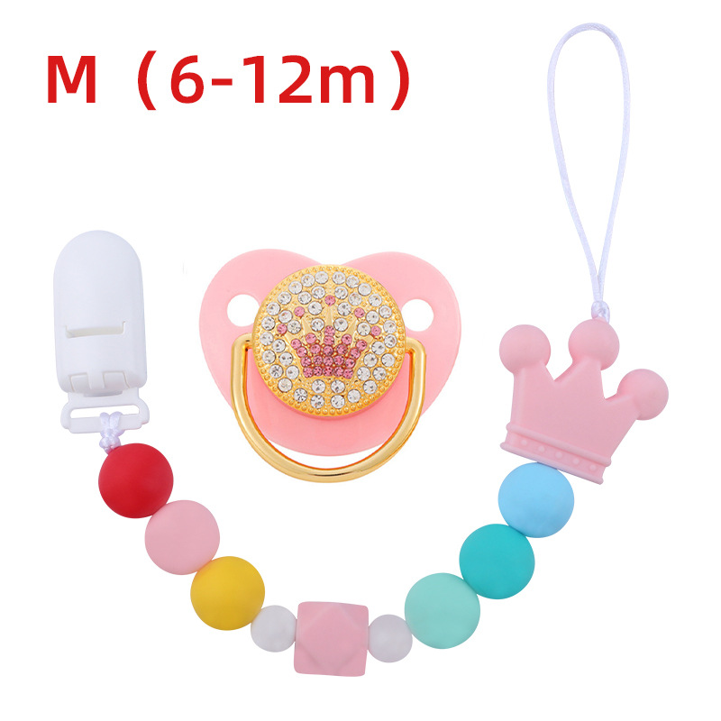 Bebé suministros corona chupete bebé silicona corona perlas mordedura chupete cadena anti-caída traje de cadena Nuevo
